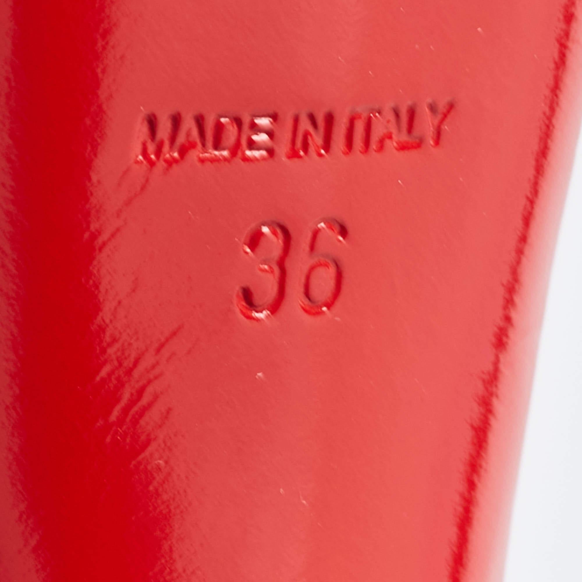Women's Christian Louboutin Red Patent Leather Victoria Platform Pumps Size 36