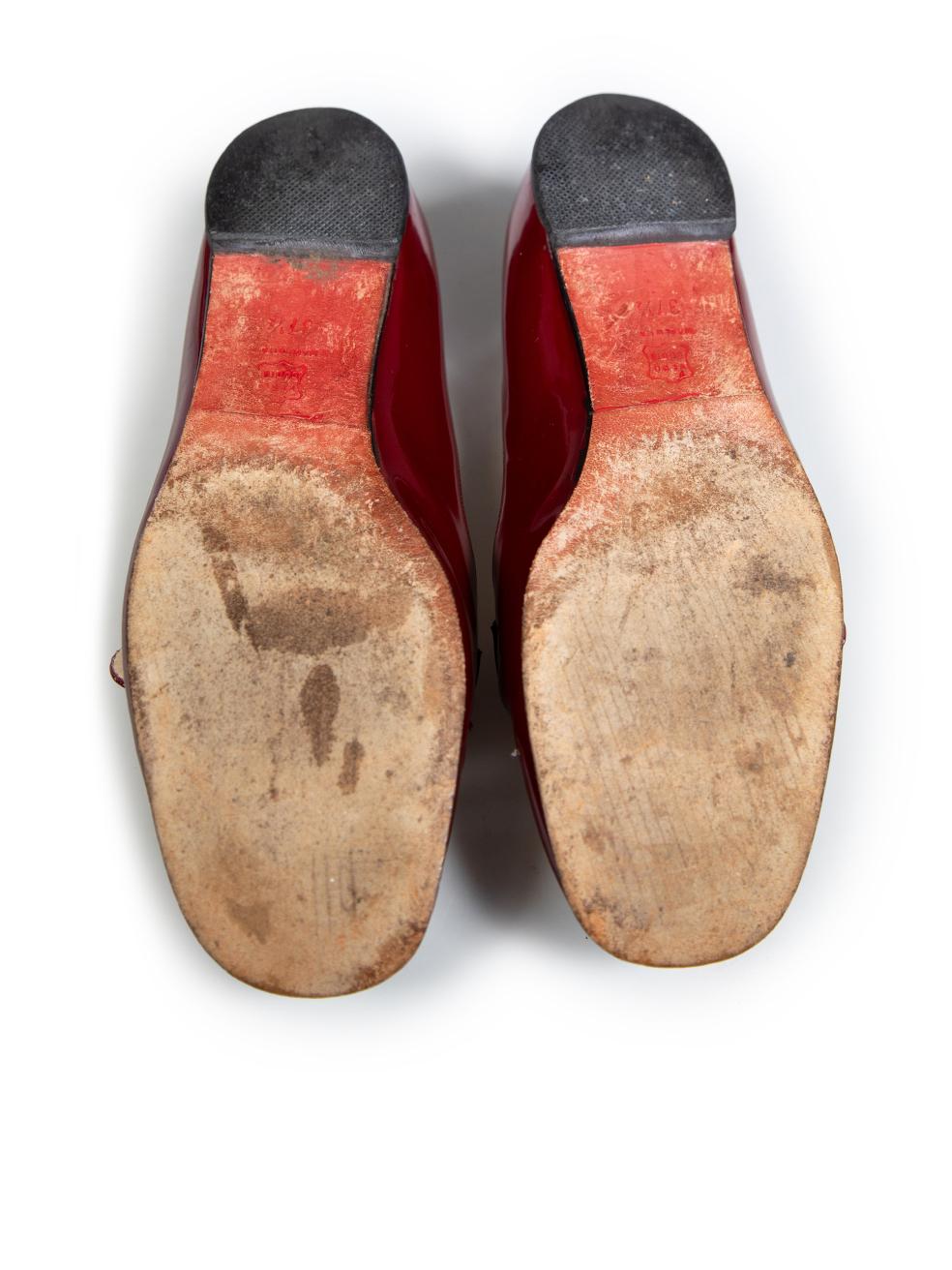 Christian Louboutin Red Patent Mary Jane Flats Size IT 37.5 In Good Condition In London, GB