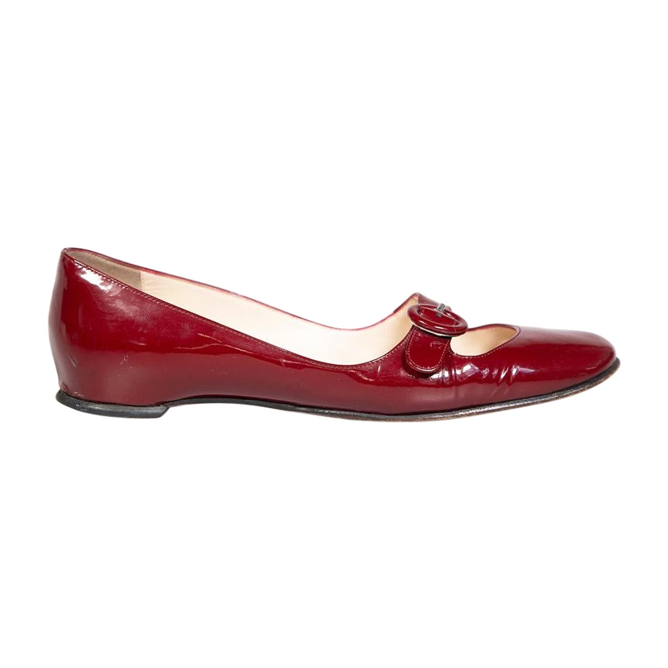 Christian Louboutin Red Patent Mary Jane Flats Size IT 37.5