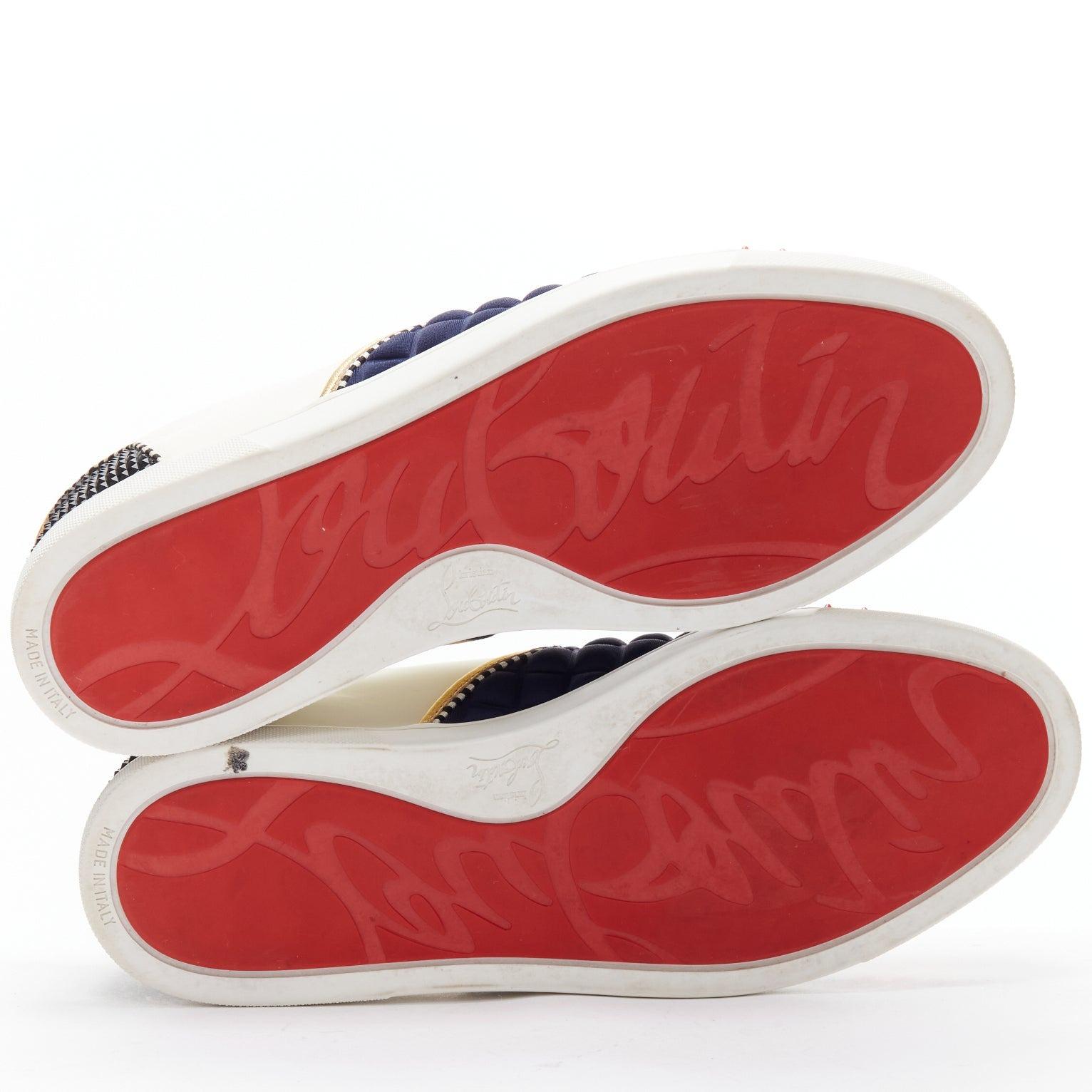 CHRISTIAN LOUBOUTIN red patent spike toe low top skate sneaker EU42 7
