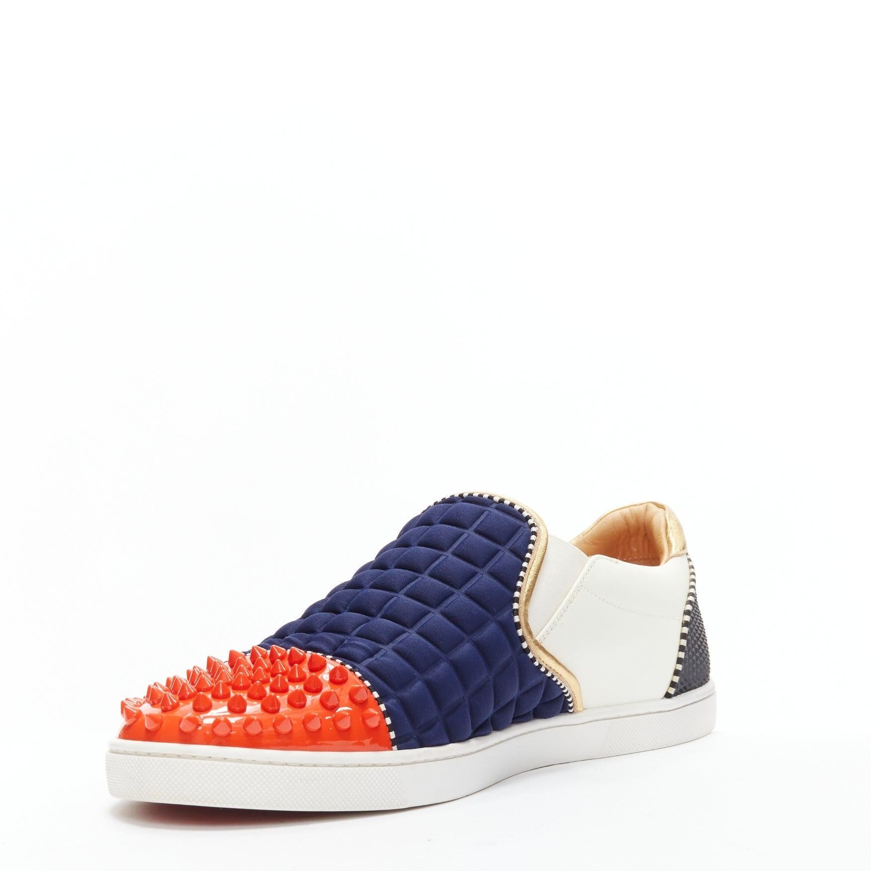 Men's CHRISTIAN LOUBOUTIN red patent spike toe low top skate sneaker EU42