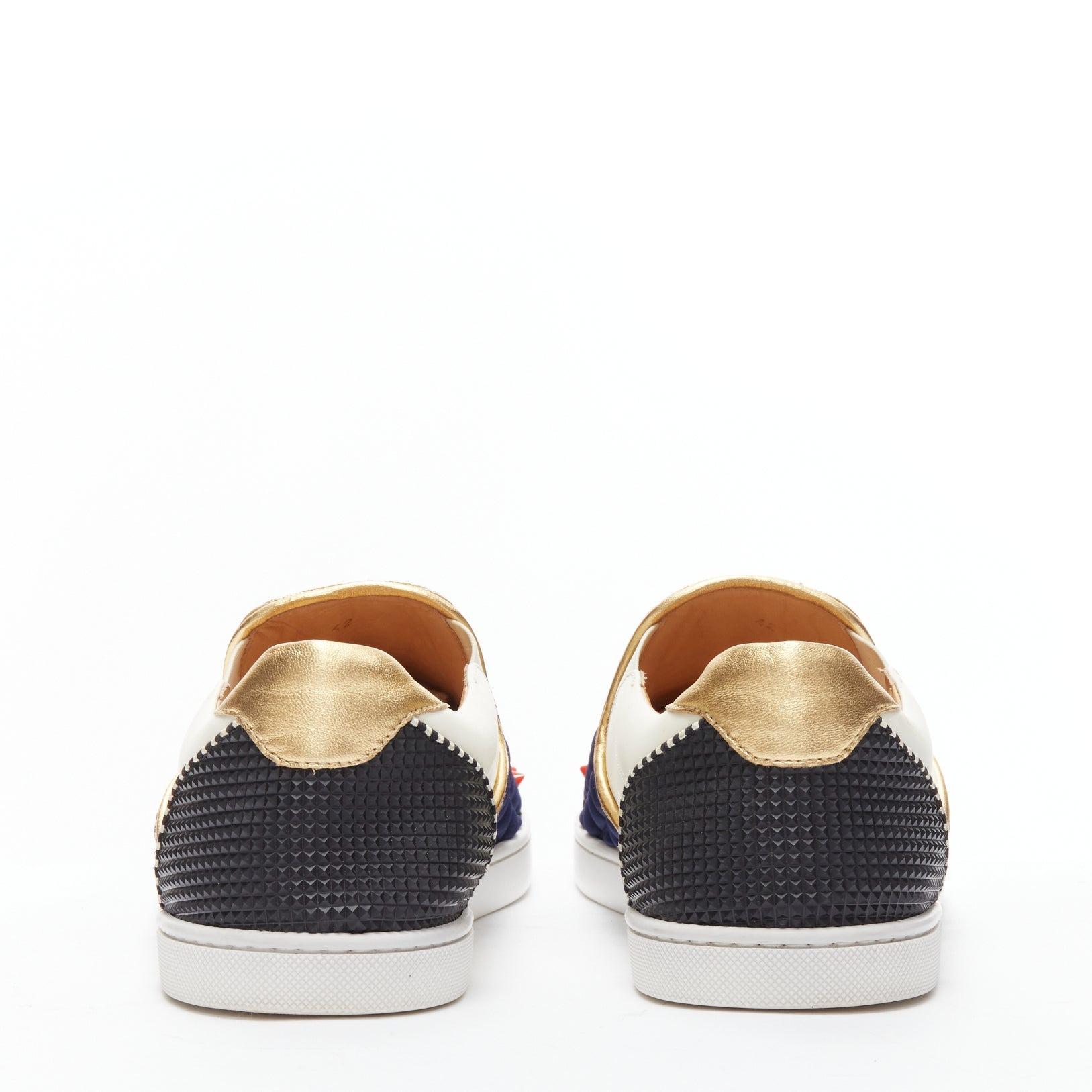 CHRISTIAN LOUBOUTIN red patent spike toe low top skate sneaker EU42 1