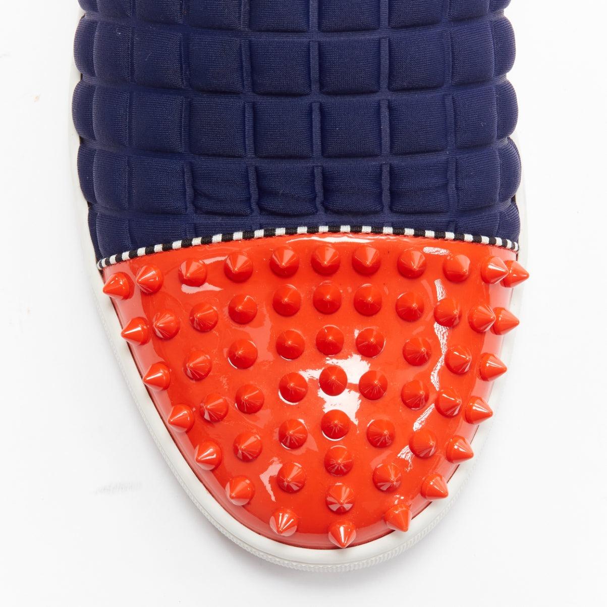 CHRISTIAN LOUBOUTIN red patent spike toe low top skate sneaker EU42 2