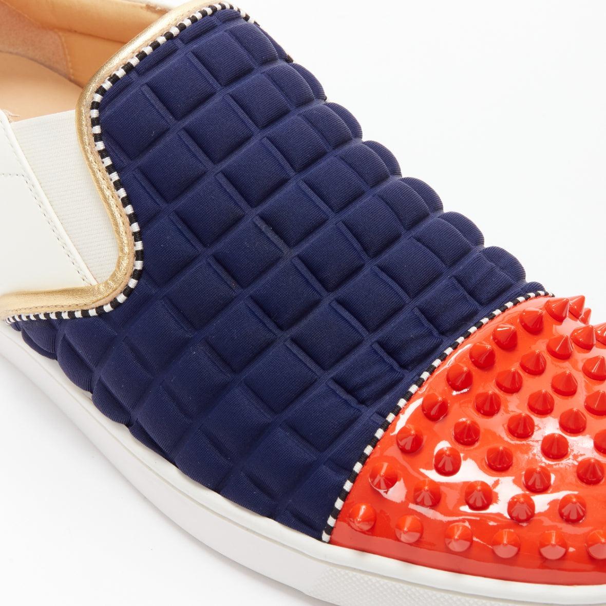 CHRISTIAN LOUBOUTIN red patent spike toe low top skate sneaker EU42 3