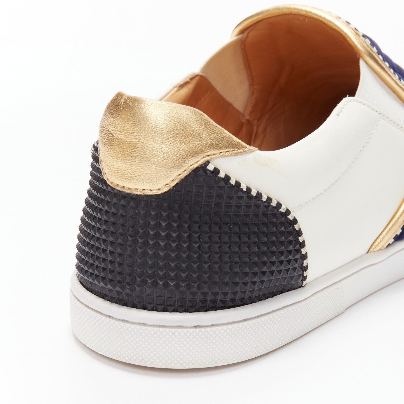 CHRISTIAN LOUBOUTIN red patent spike toe low top skate sneaker EU42 4