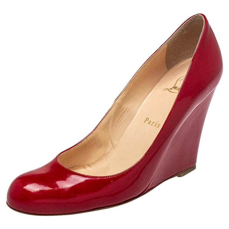 Christian Louboutin Red Patent Wedge Pumps Size 39 at 1stDibs