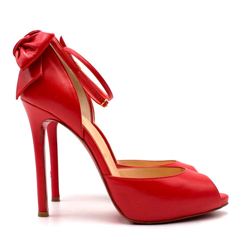 Christian Louboutin Red Peep-toe Bow Embellished Sandals 37.5 2