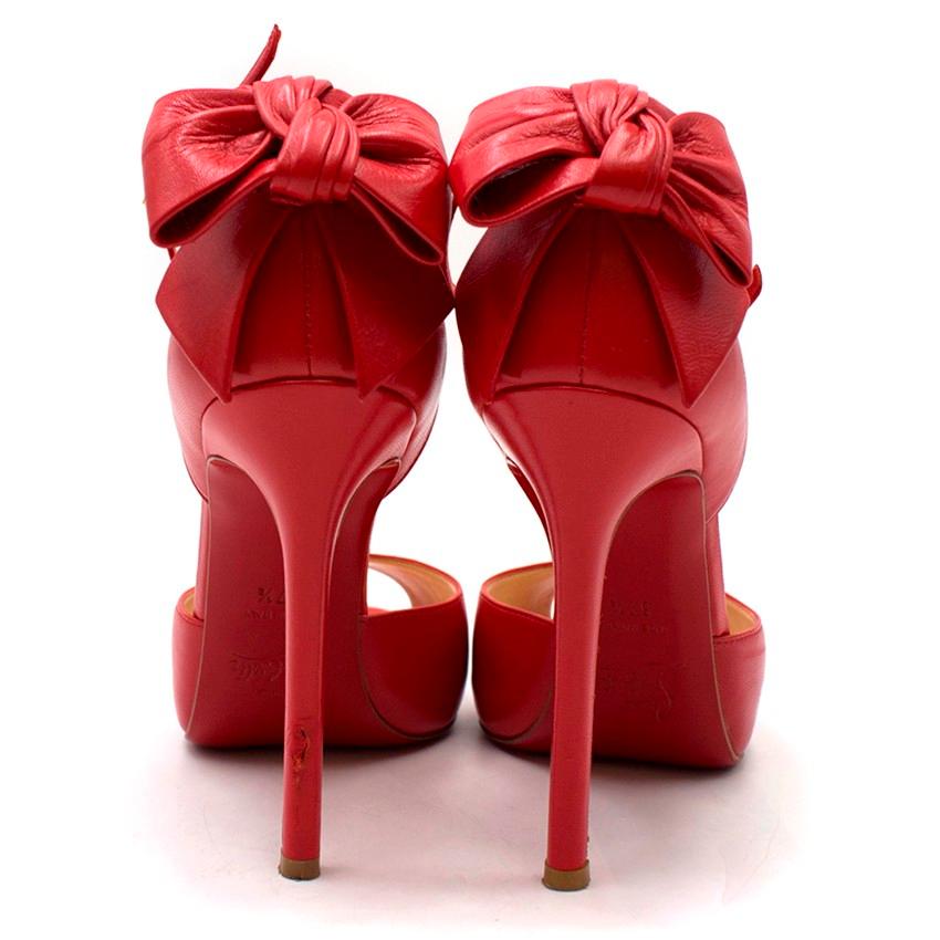 Christian Louboutin Red Peep-toe Bow Embellished Sandals 37.5 3