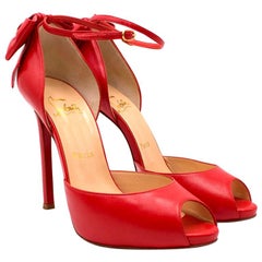 Christian Louboutin Red Peep-toe Bow Embellished Sandals 37.5