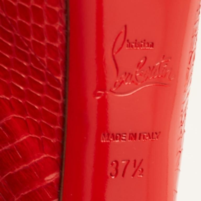 Christian Louboutin Red Python Highness Pumps Size 37.5 For Sale 4