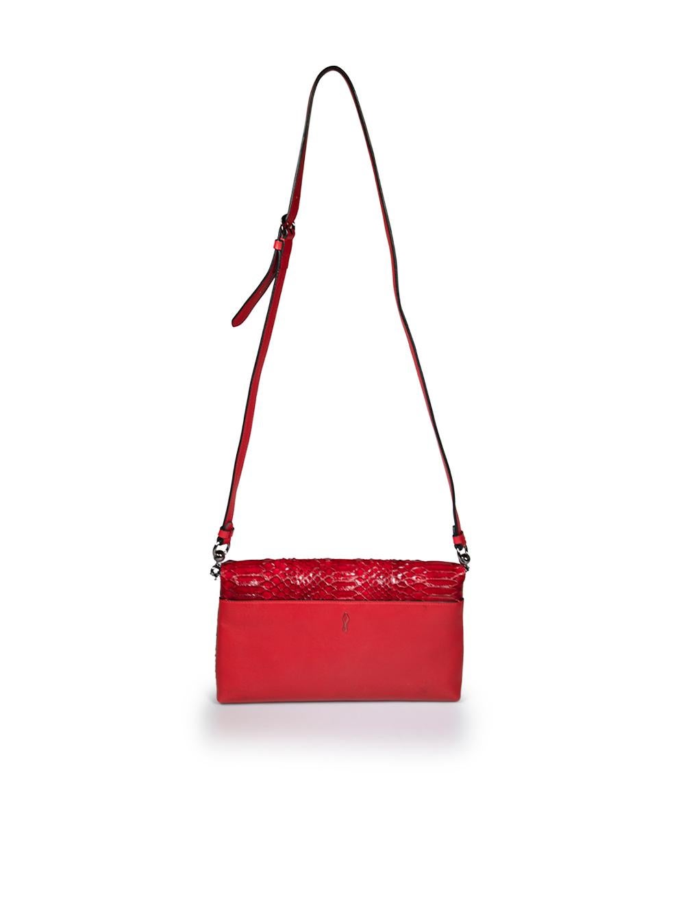 Christian Louboutin Red Python Rougissime Clutch Bag In Good Condition For Sale In London, GB