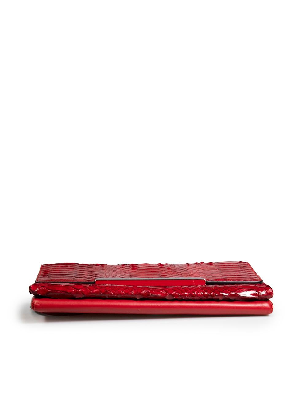 Women's Christian Louboutin Red Python Rougissime Clutch Bag For Sale