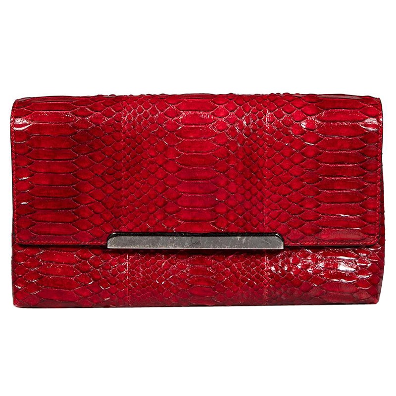 Christian Louboutin Red Python Rougissime Clutch Bag