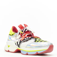 CHRISTIAN LOUBOUTIN Red Runner silver neon yellow pop low dad sneakers EU44
