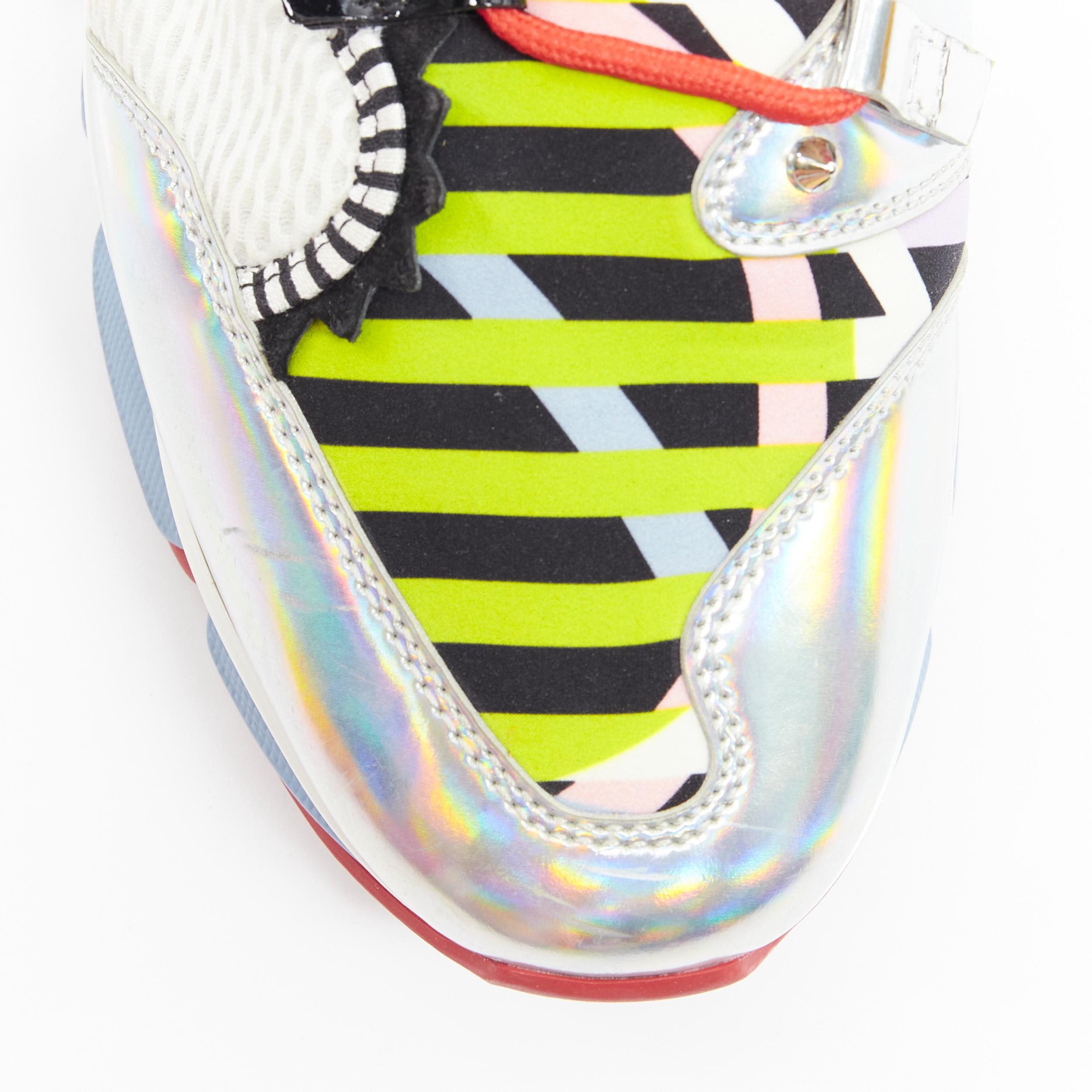 CHRISTIAN LOUBOUTIN Red Runner silver neon yellow pop low dad sneakers EU44 In Fair Condition In Hong Kong, NT