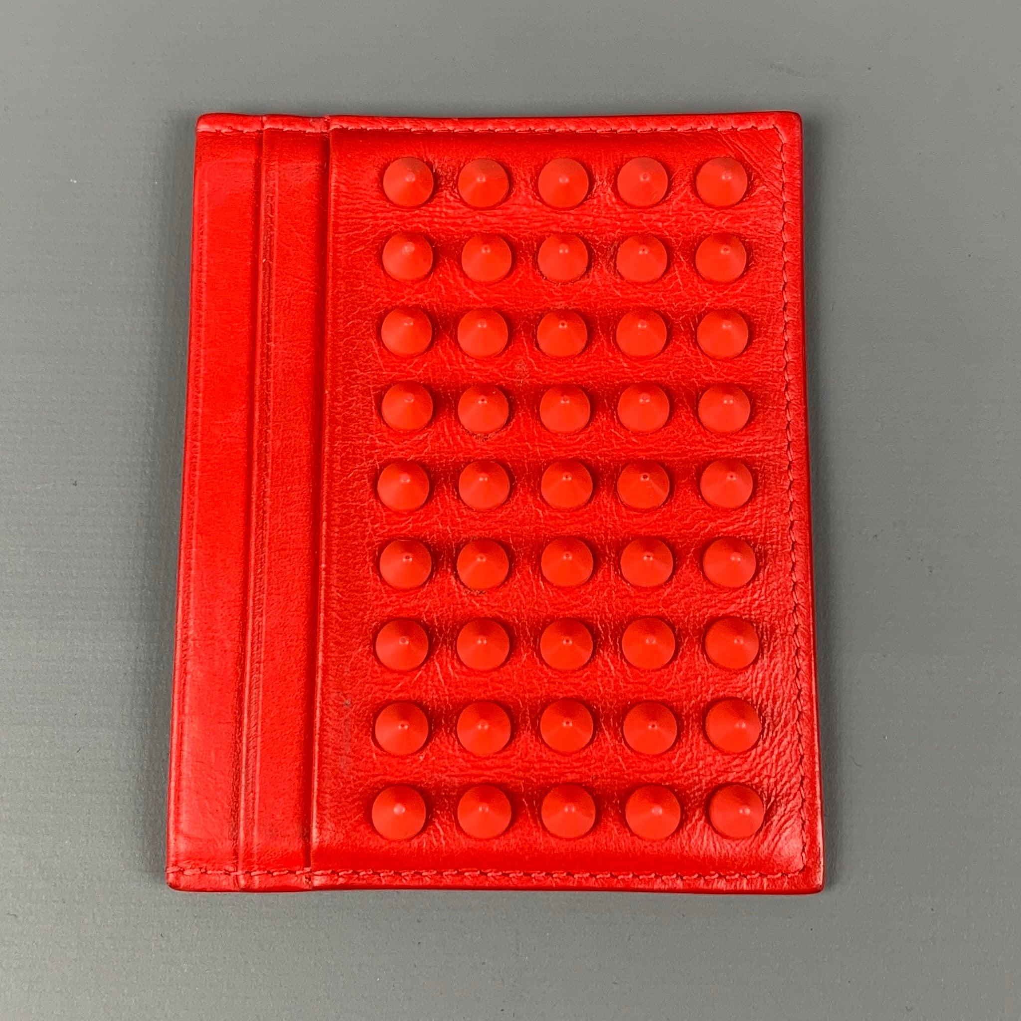 CHRISTIAN LOUBOUTIN Red Studded Leather Wallet In Good Condition In San Francisco, CA