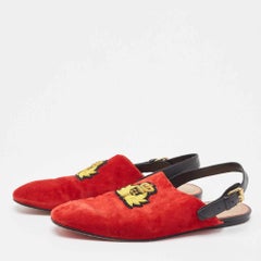 Christian Louboutin Red Suede And Leather Slingback Sandals Size 45