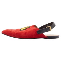 Christian Louboutin Rote Slingback-Sandalen aus Wildleder und Leder Größe 45