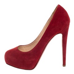 Christian Louboutin Red Suede Bianca Platform Pumps Size 35
