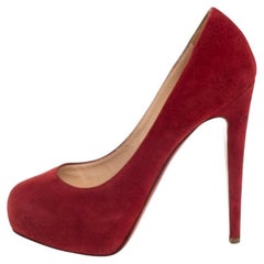 Christian Louboutin Red Suede Bianca Platform Pumps Size 35