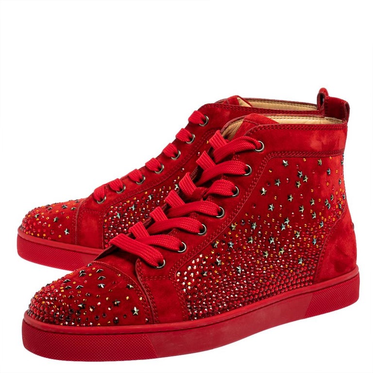 Christian Louboutin Suede Galaxtitude High Top Sneakers Size 40 at 1stDibs