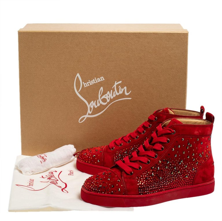 Christian Louboutin Men's Vida Red Sole High-Top Sneakers w/ Clear Overshoe