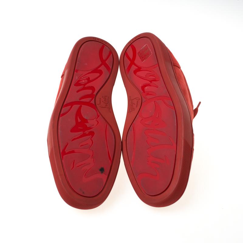 Women's Christian Louboutin Red Suede Lace Up Sneakers Size 39.5