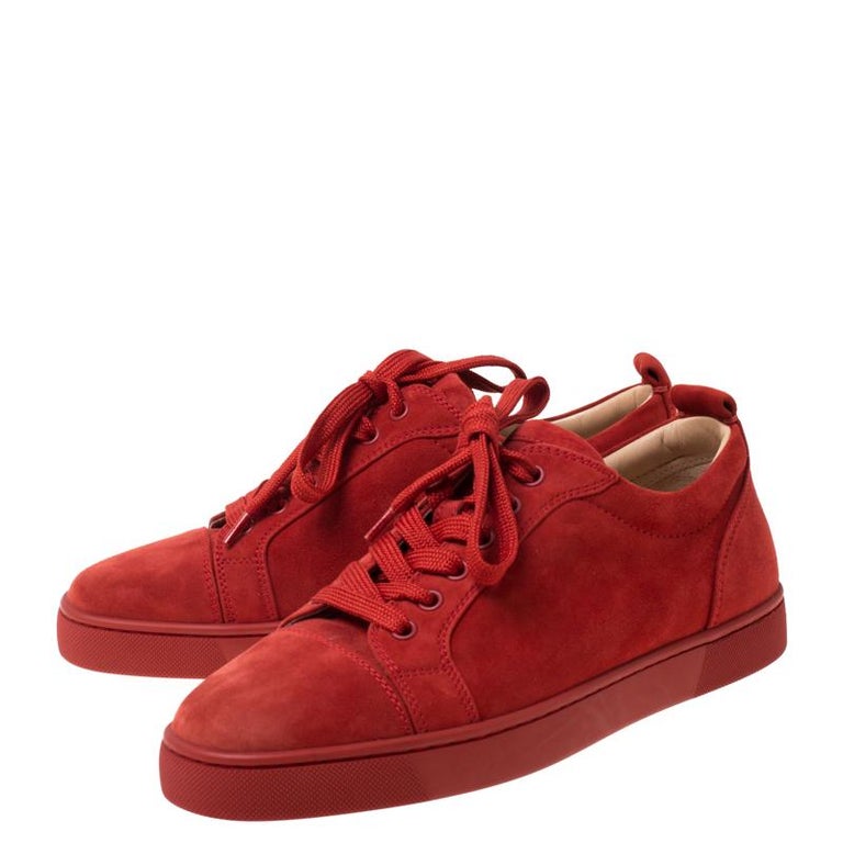 Christian Louboutin Red Suede Lace Up Sneakers Size 39.5 For Sale at ...