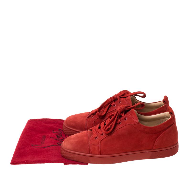 Christian Louboutin Red Suede Lace Up Sneakers Size 39.5 3