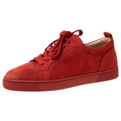 Christian Louboutin Rot Wildleder Lace Up Turnschuhe Größe 39,5