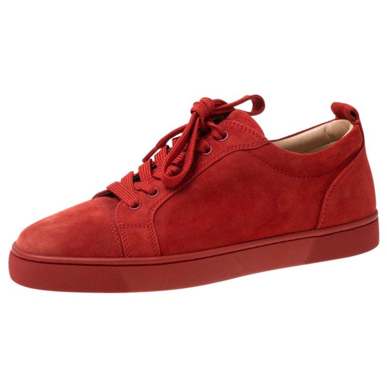 Christian Louboutin Red Suede Lace Up Size 39.5 For Sale at 1stDibs | christian louboutin red suede sneakers, red suede christian red suede sneakers womens