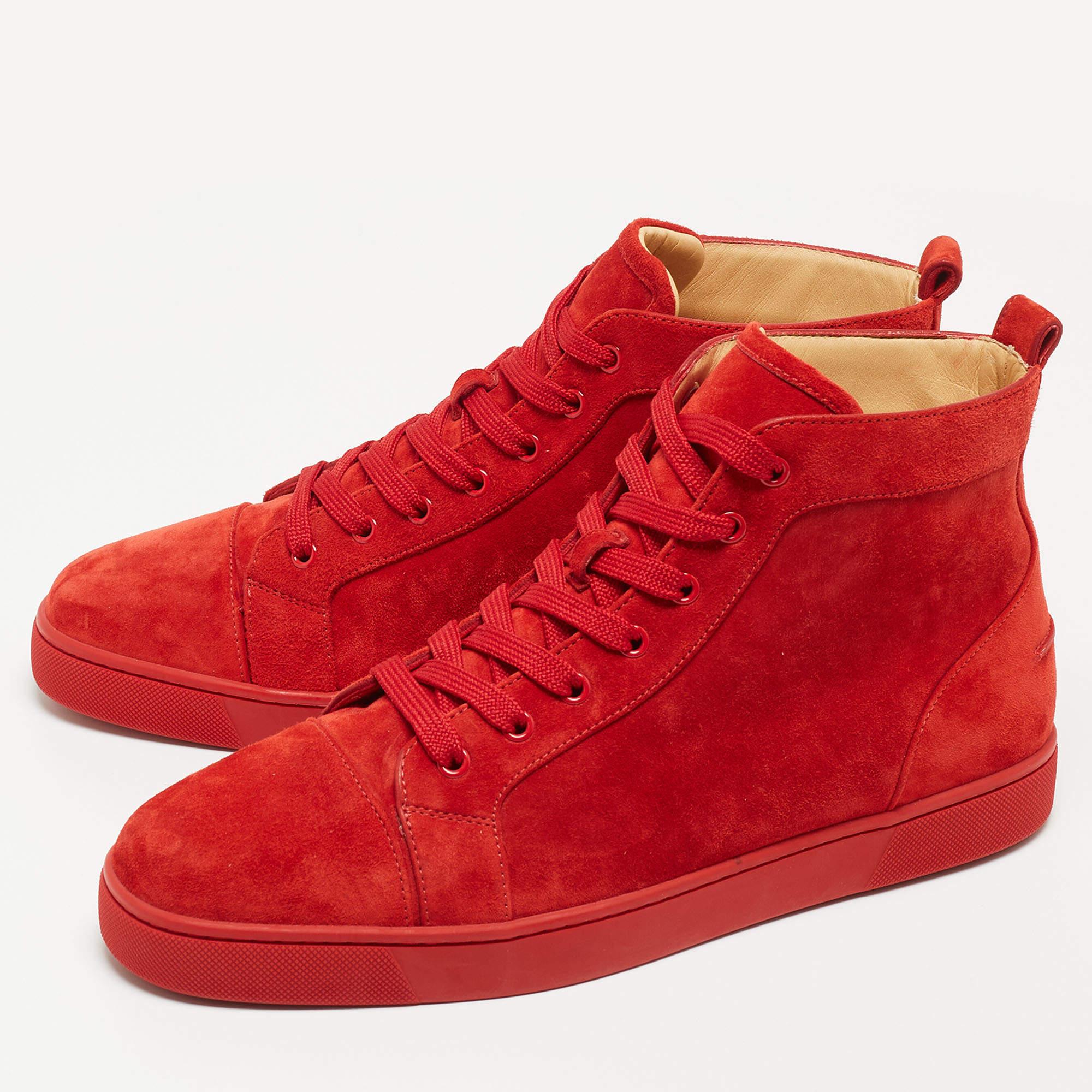 Christian Louboutin Red suede Louis High Top Sneakers Size 44.5 3