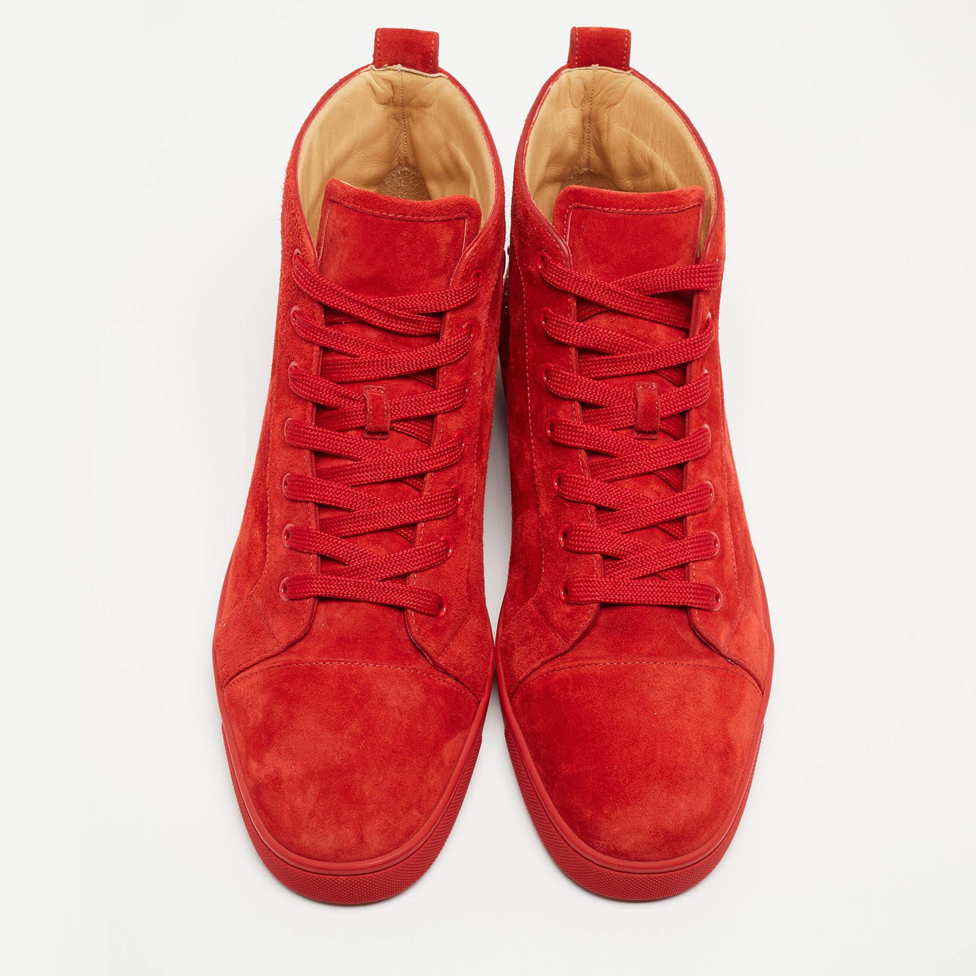 Christian Louboutin Red suede Louis High Top Sneakers Size 44.5 4