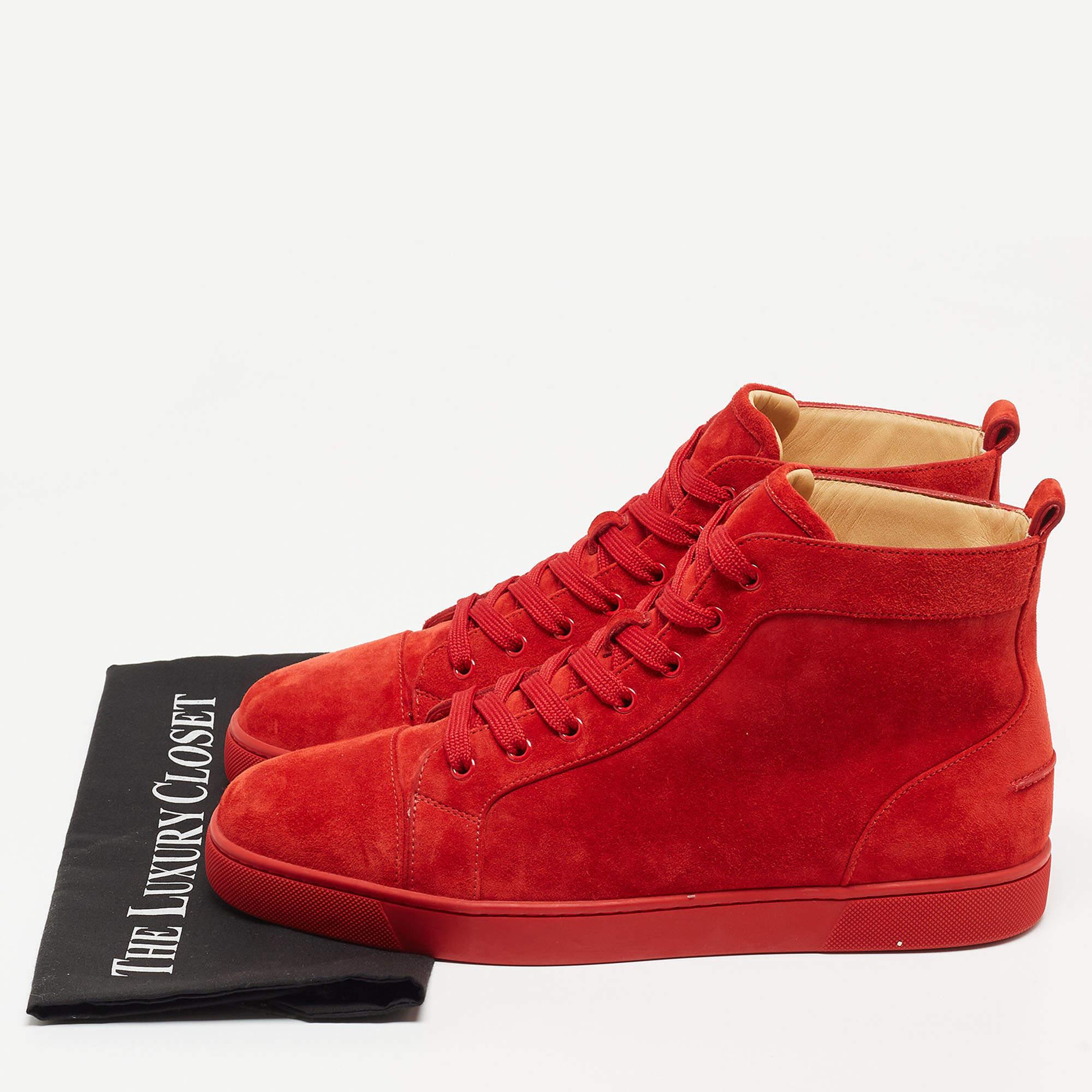 Christian Louboutin Red suede Louis High Top Sneakers Size 44.5 5