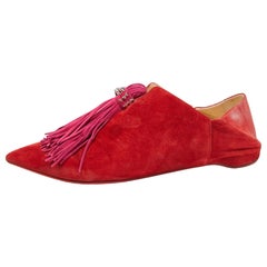 Christian Louboutin Rote Medinana-Flats aus Wildleder Größe 37,5