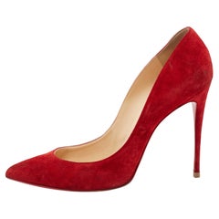 Christian Louboutin Red Suede Pigalle Follies Pumps Size 41.5
