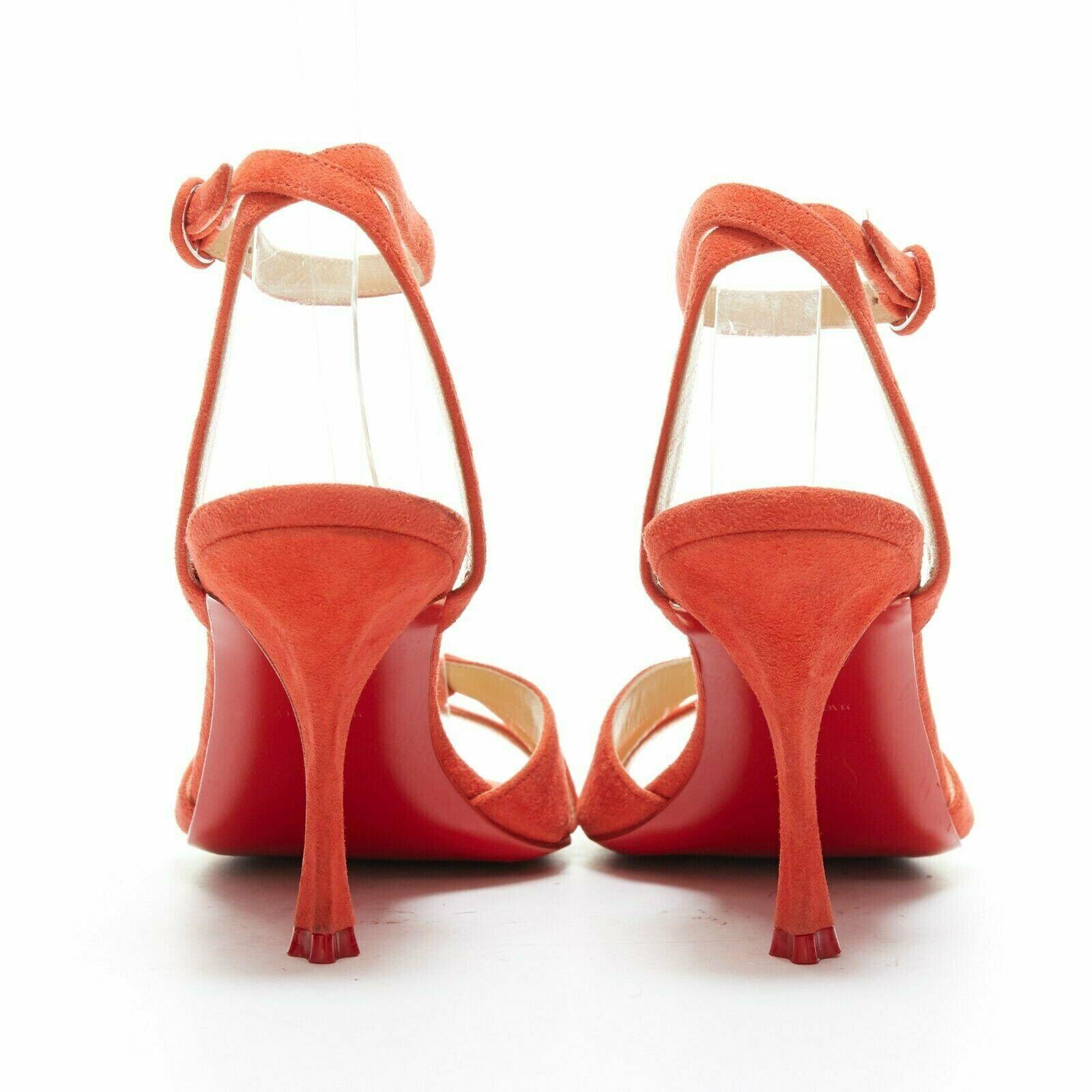 red mid heel sandals