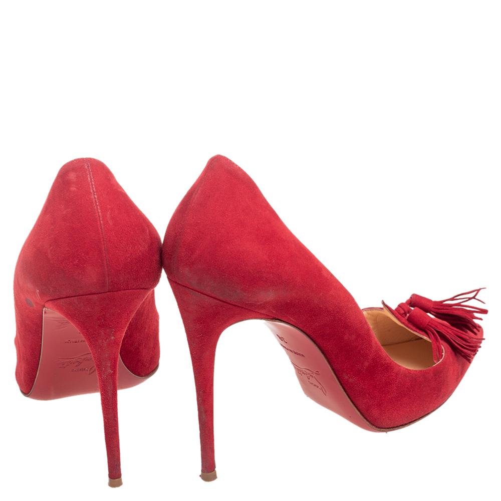Christian louboutin red suede pumps top