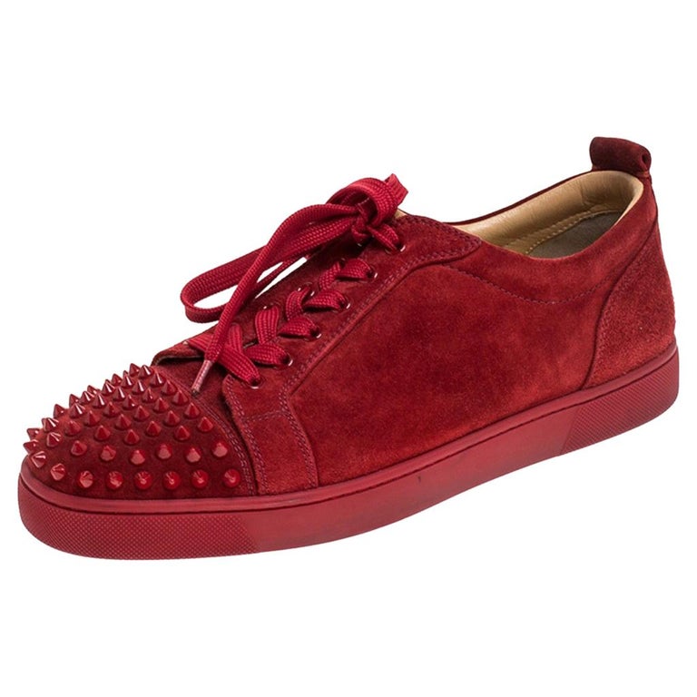 revidere Synes Bliv sur Christian Louboutin Red Suede Trainers Spikes Sneakers Size 42.5 For Sale  at 1stDibs