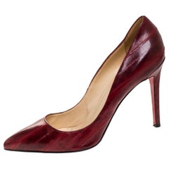 Christian Louboutin Red Textured Leather Pigalle Pointed Toe Pumps Size 41