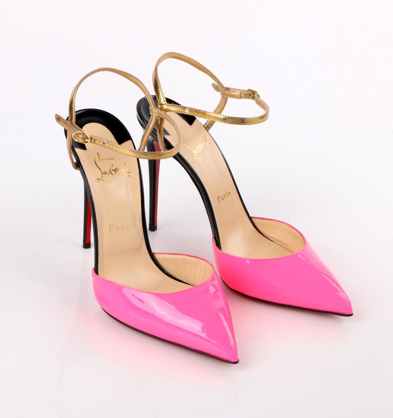 Christian Louboutin Tri-Color Leather Glitter Heel Ankle Strap Sandals  Multiple colors ref.656037 - Joli Closet