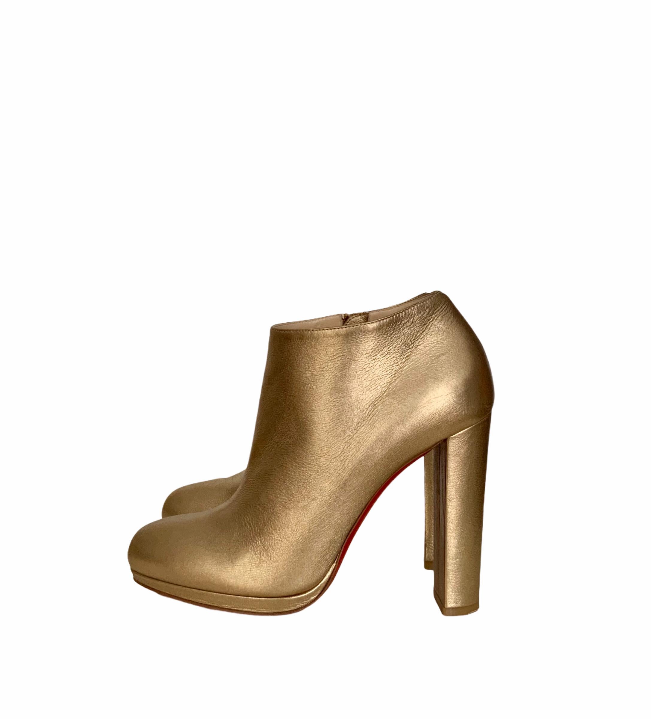 Christian Louboutin Rock and Gold Metallic Leather Ankle Boots 1
