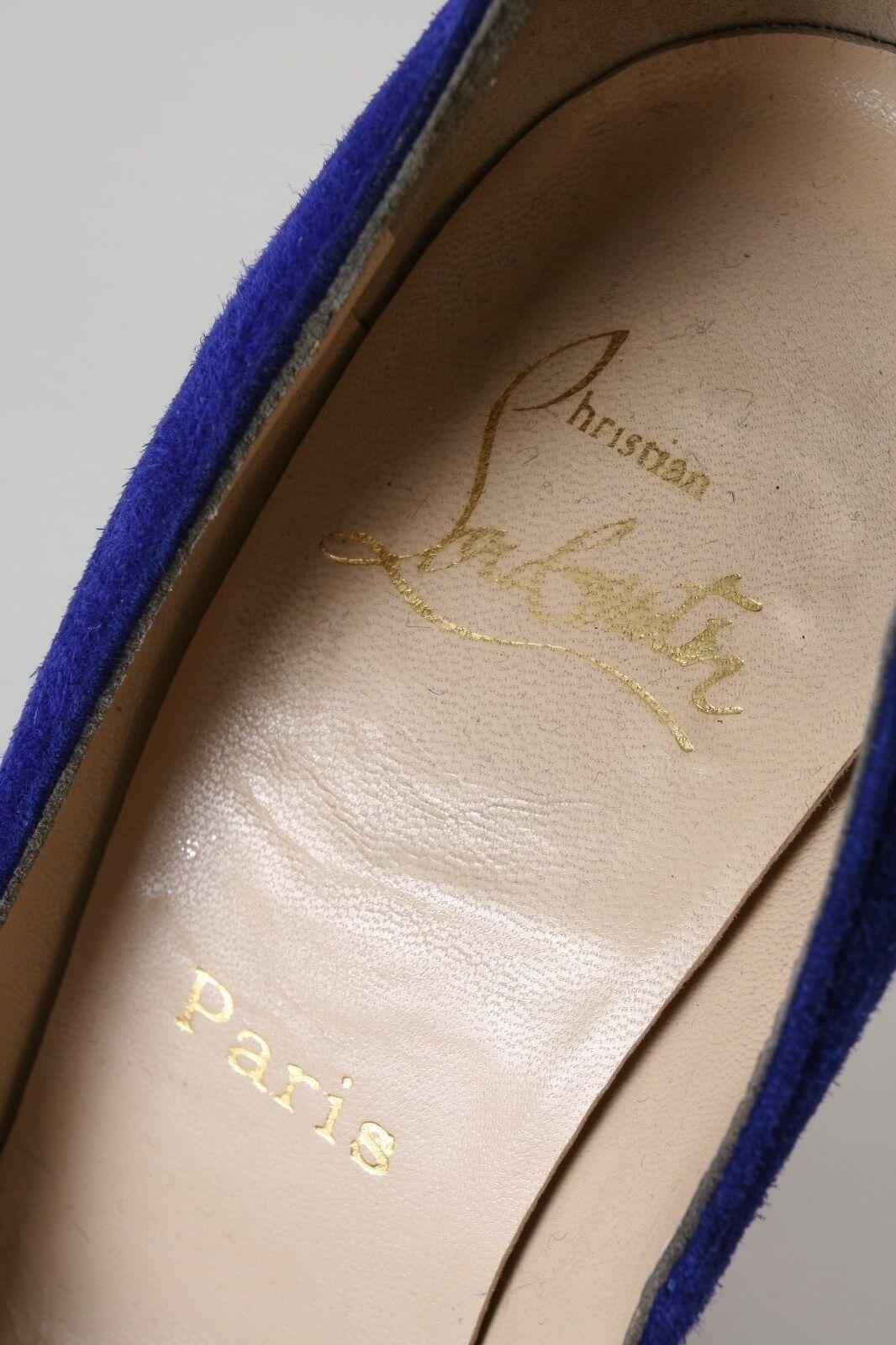 Women's CHRISTIAN LOUBOUTIN Rolando blue suede leather pointy heels pumps EU38.5 US8.5
