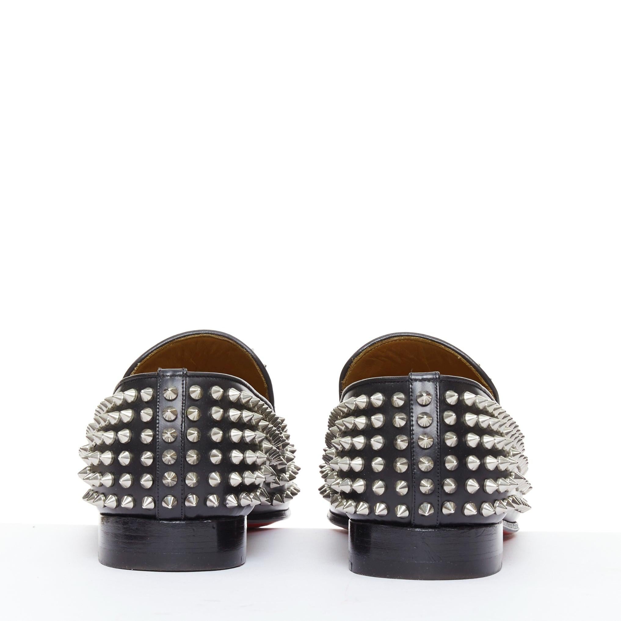 Men's CHRISTIAN LOUBOUTIN Rollerboy black silver leather spike stud loafers EU40.5 For Sale