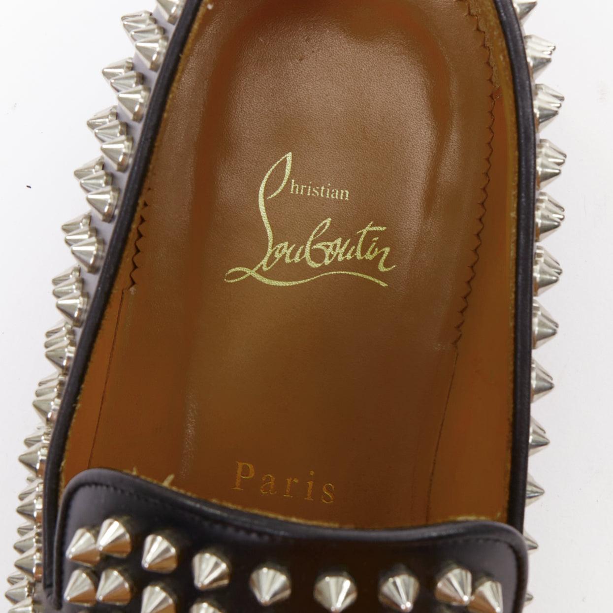 CHRISTIAN LOUBOUTIN Rollerboy black silver leather spike stud loafers EU40.5 For Sale 4