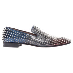 CHRISTIAN LOUBOUTIN Rollerboy navy red glitter gradient spike stud loafer EU42