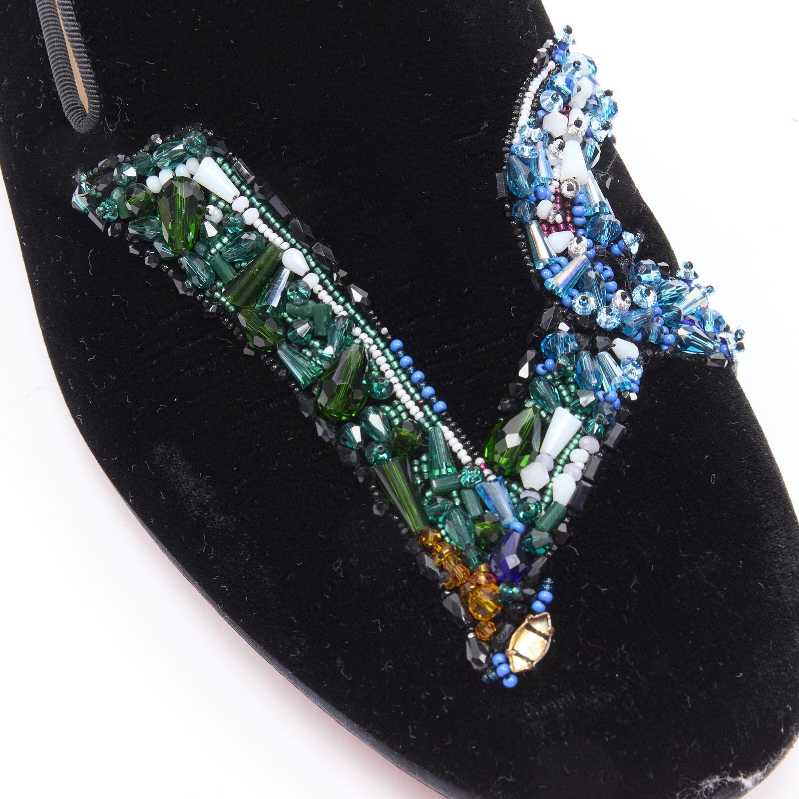 CHRISTIAN LOUBOUTIN Rollerlove Love crystal embroidery black velvet loafer EU42 1