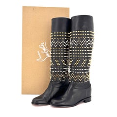 Christian Louboutin Rom Chic Stivali Alti al Ginocchio Piatti al Polpaccio Donna 37 Scarpe