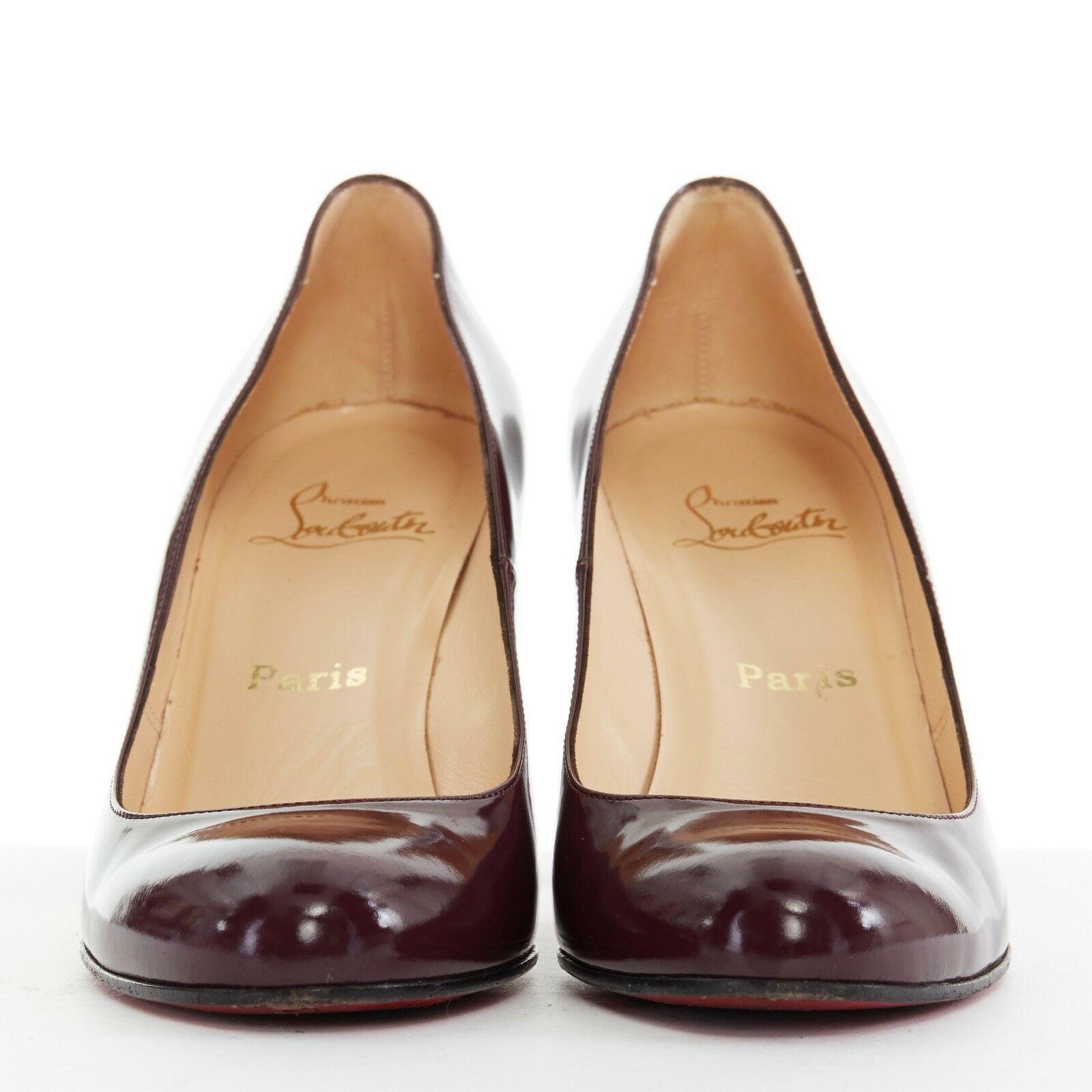 CHRISTIAN LOUBOUTIN Ron Ron 85 purple patent leather round toe pumps heel EU39.5 In Good Condition In Hong Kong, NT