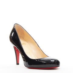 CHRISTIAN LOUBOUTIN Ron Ron 90 black patent almond toe pump EU38